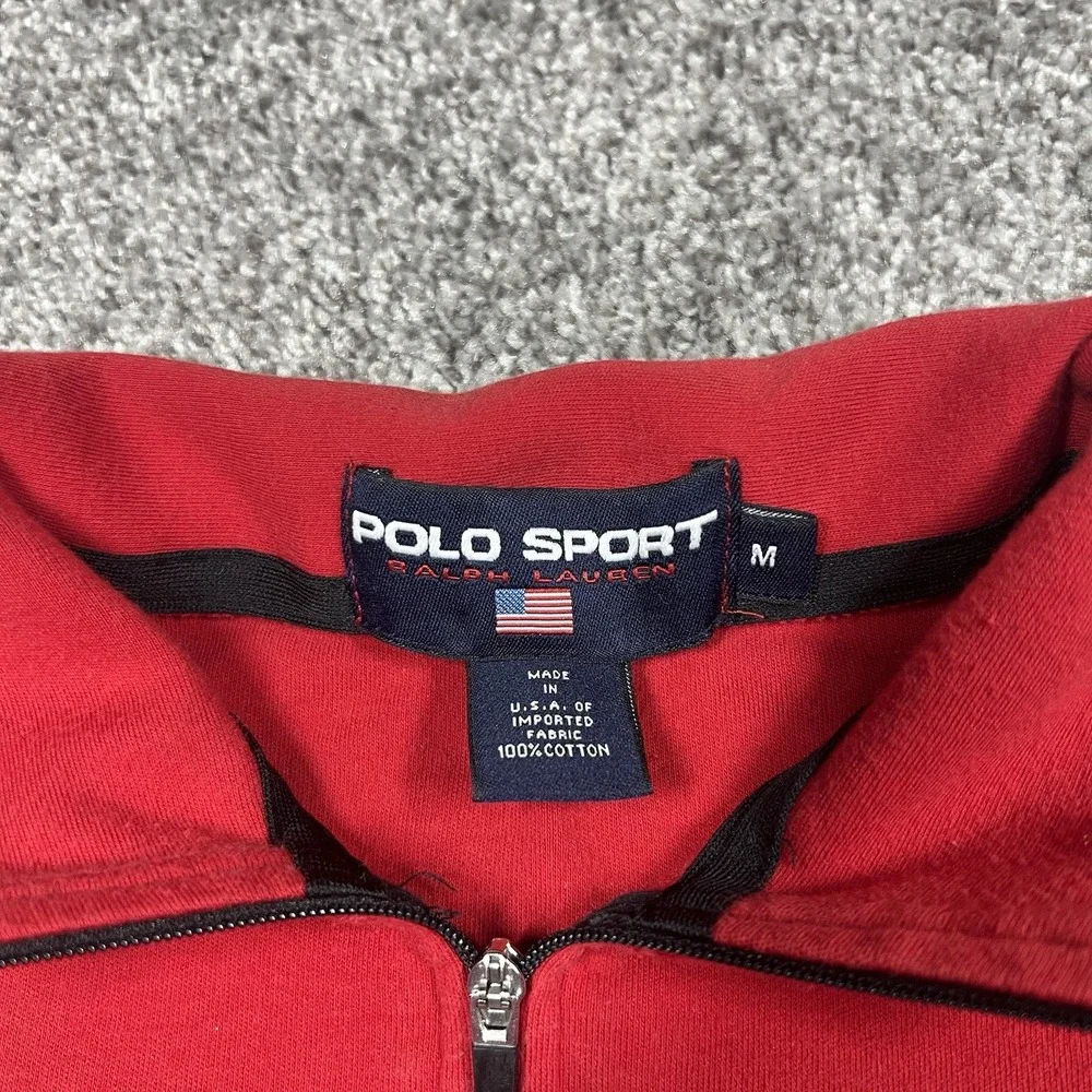 POLO SPORT by Ralph Lauren Vintage 1/4 Zip Rugby Stripe Shirt Mens M Made In USA